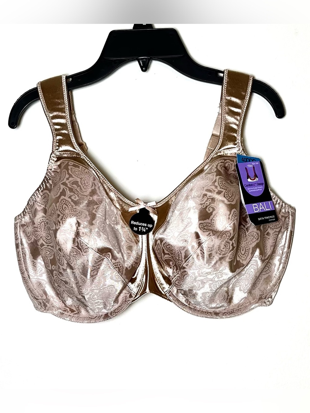 Bali Shiny Taupe Paisley Underwire Full Coverage Bra